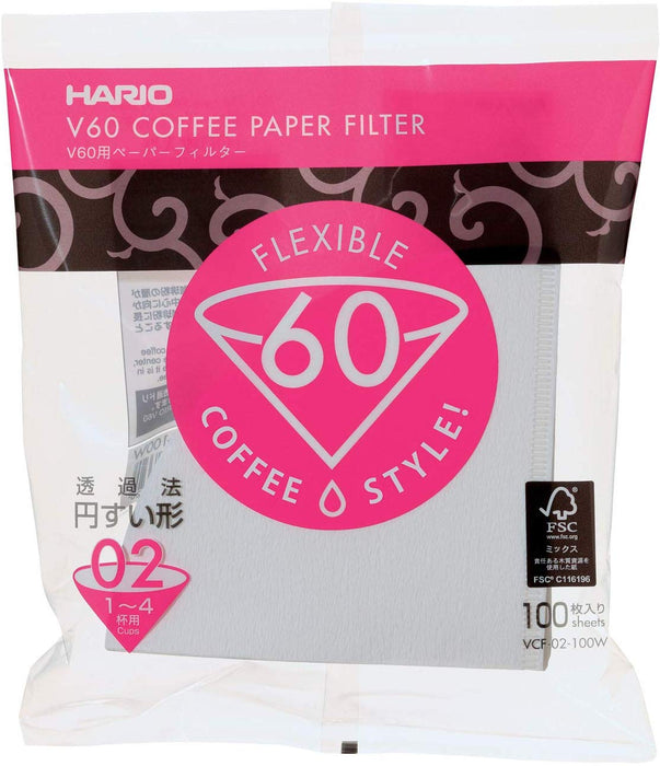 Hario V60 Paper Filter (02), white - 100 pcs