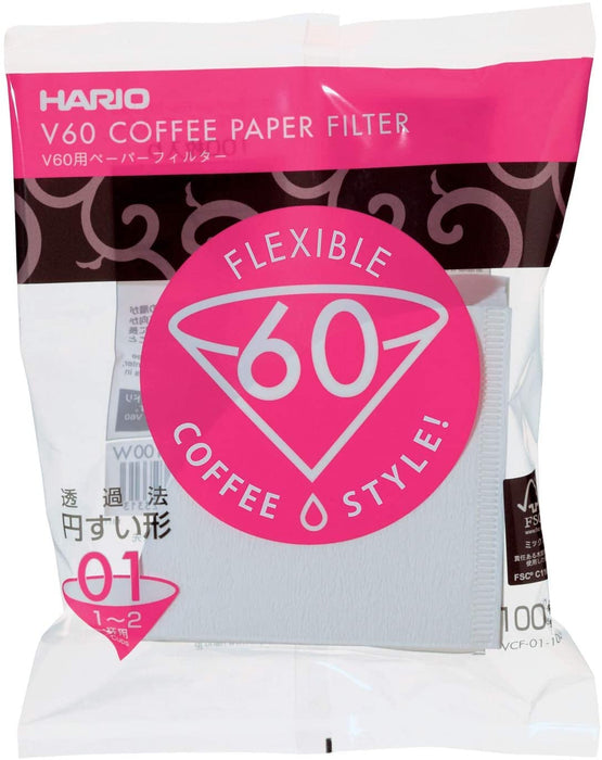 Hario V60 Paper Filter (01), white - 100 pcs